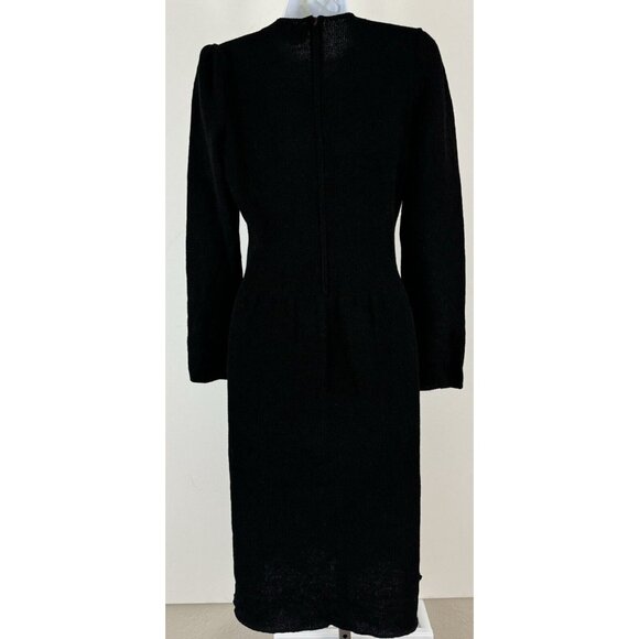 PAT SANDLER For Wellmore Vtg Black Knit Dress With Bead & Sequin Detail Sz 10 - Picture 8 of 11
